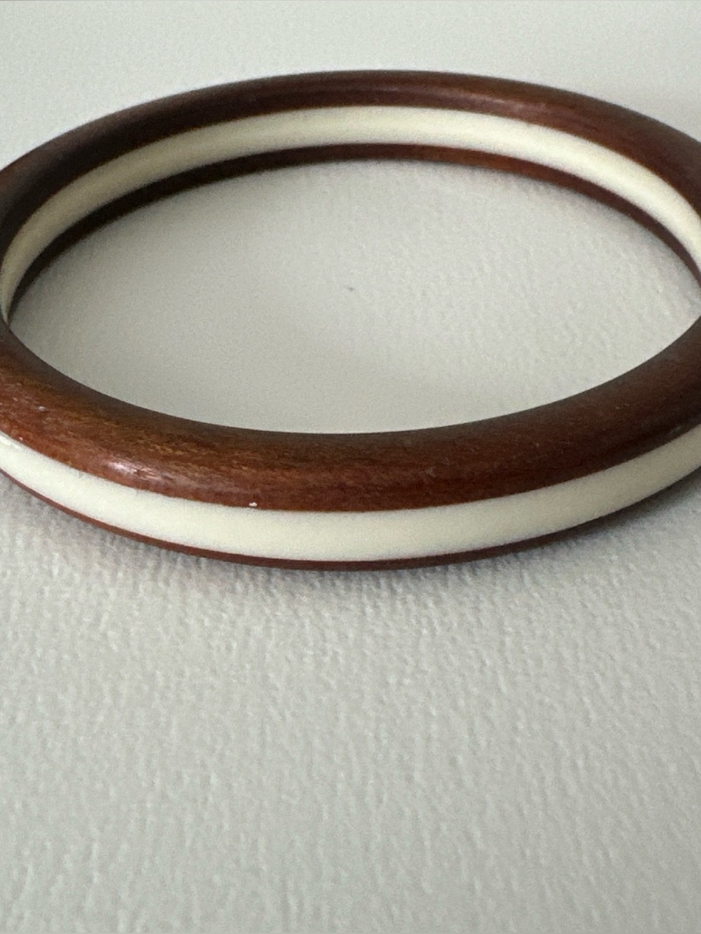 Vintage wood celluloid inlay bangle